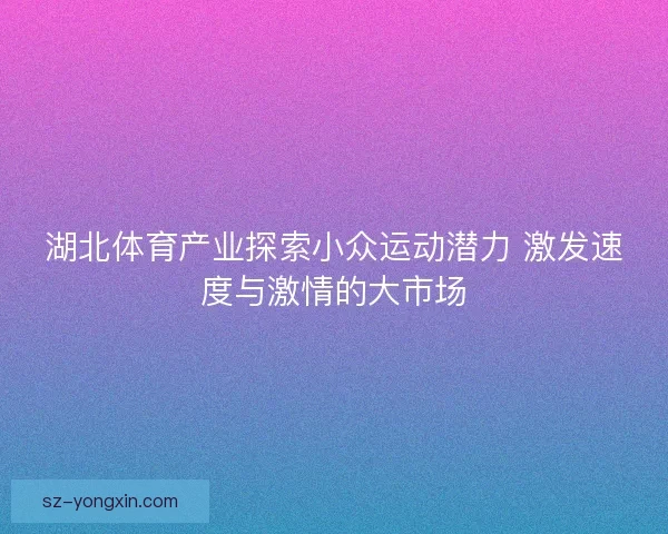 湖北体育产业探索小众运动潜力 激发速度与激情的大市场